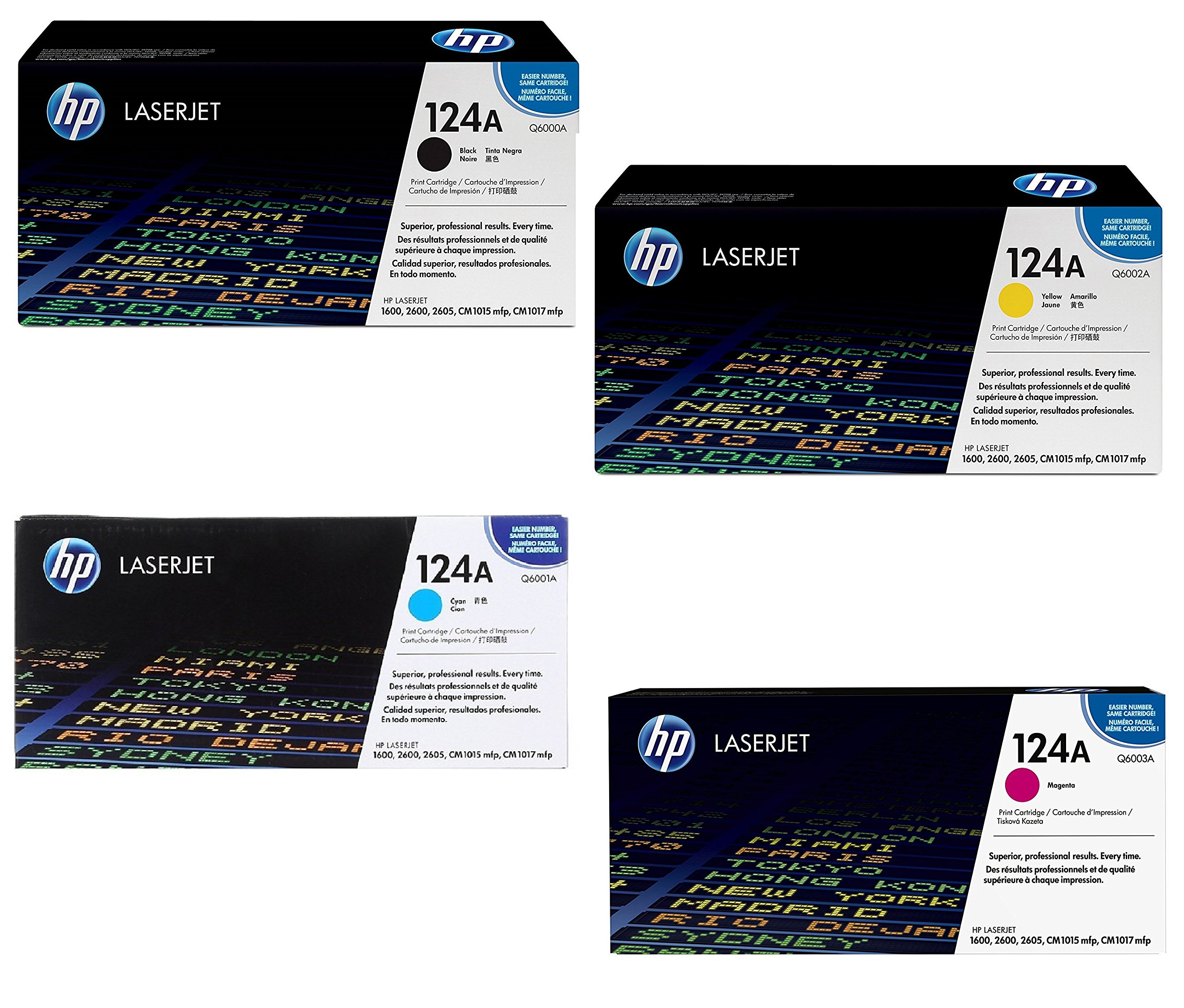 HP 124A Q6000A/Q6001A/Q6002/Q6003A 4 色墨粉盒 适用于 LaserJet ...