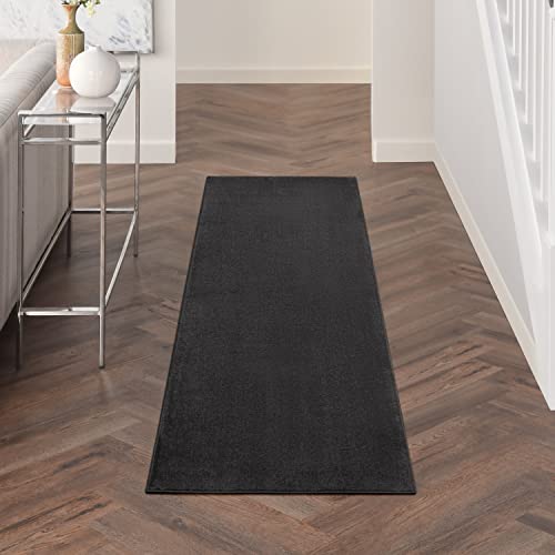 Nourison Essentials 室内/室外黑色 9 英寸 x 方形地毯，易于清洁，不脱落，卧室、客厅、餐厅、后院