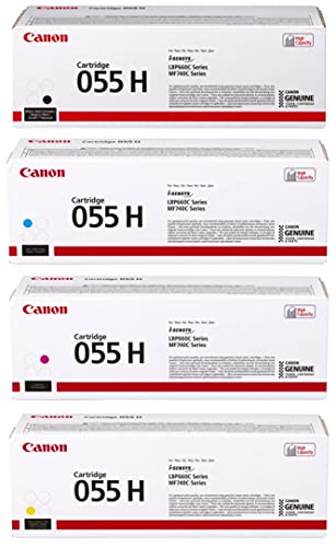 Canon CRG 055 高印量墨粉盒适用于 MF745、743、741，套装包含黑色 7600 页打印量/青色、5900 页打印量/洋红色、5900 页打印量/黄色、5900 页打印量