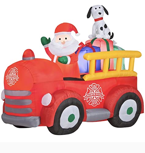 Gemmy 086786862902 圣诞老人驾驶消防车圣诞充气