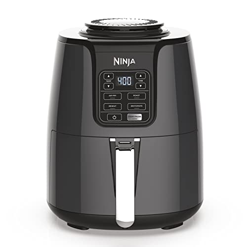 Ninja AF101 空气炸锅，可炸脆、烘烤、再加热和脱水，适合快速、方便的用餐，4 夸脱容量，高光泽表面，...