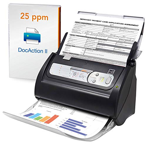 Plustek PS186 桌面文档扫描仪，带 50 页自动文档进纸器 (ADF)。适用于 Windows 7...