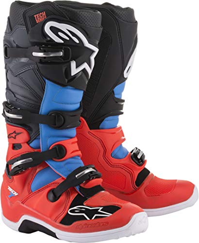Alpinestars Tech 7靴子-红色/青色/灰色/黑色-5