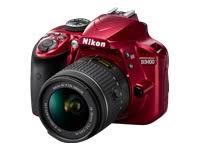 Nikon D3400带AF-P DX尼克尔18-55mm f / 3.5-5.6G VR和AF-P DX尼克尔70-300mm f / 4.5-6.3G ED（红色）