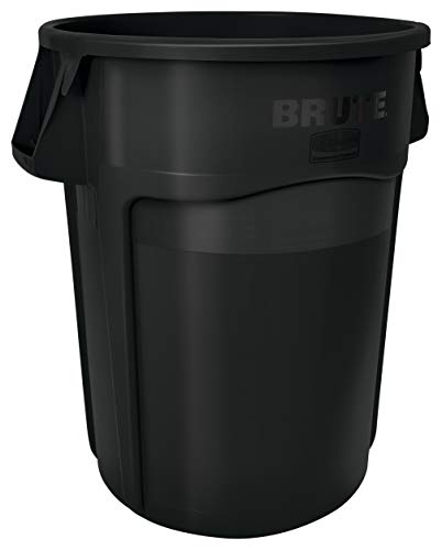 Rubbermaid Commercial Products 1779739 Brute 重型圆形垃圾桶/垃圾桶，55 加仑，黑色