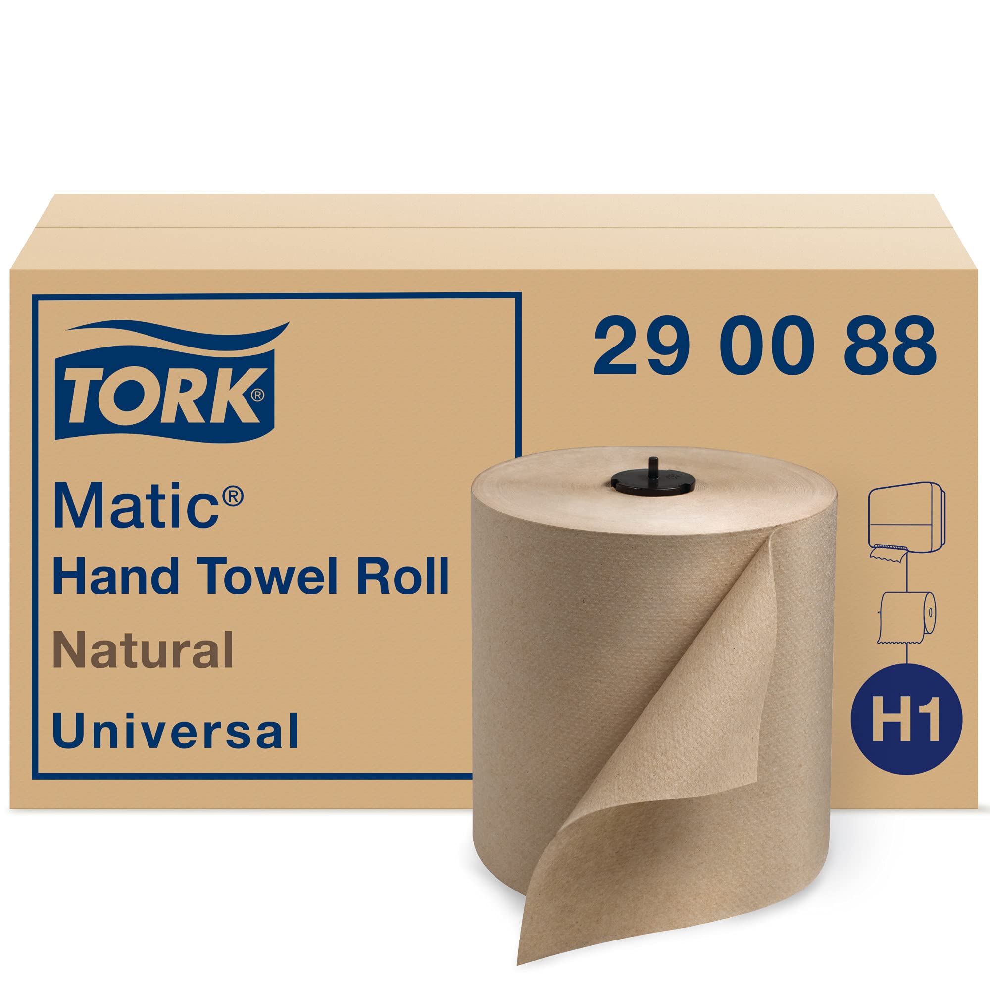 Tork Matic 高级纸巾卷 H1，擦手纸 290089，100% 再生纤维，高吸收性，高容量 1 层，白色 - 6 卷 x 700 英尺