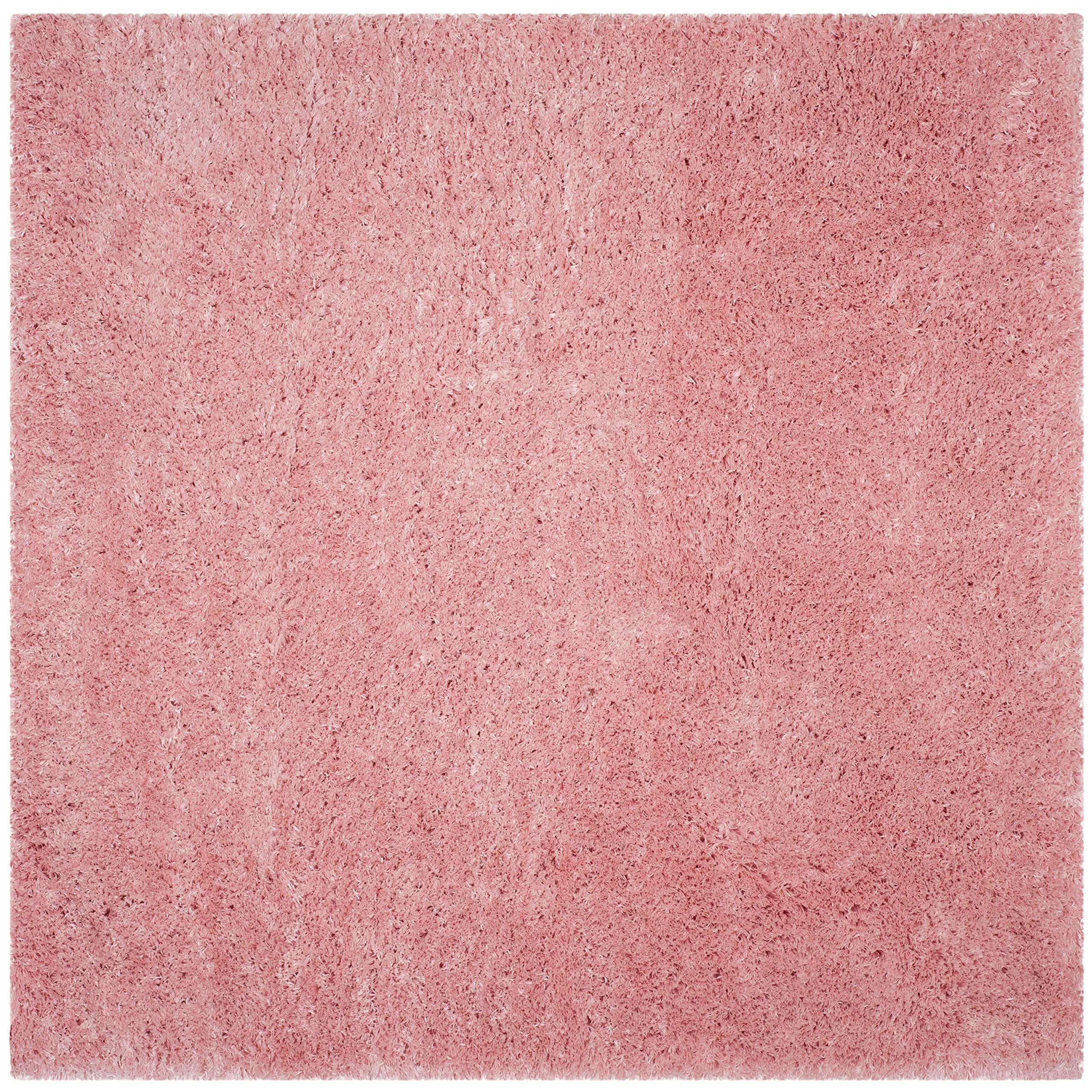 Safavieh Polar Shag 系列 5 英尺 1 英尺方形浅粉色 PSG800P 纯色华丽 3 英寸超厚小地毯