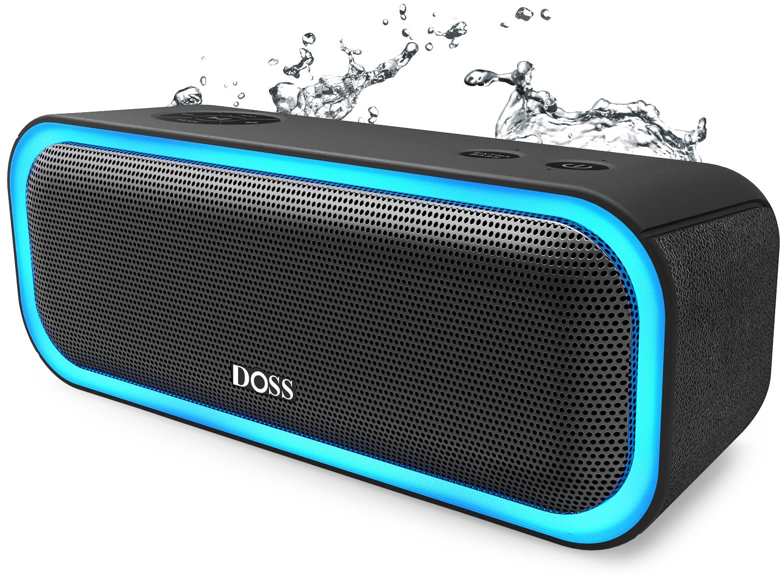 DOSS SoundBox Pro 蓝牙扬声器，具有 20W 立体声、有源低音、IPX6 防水、蓝牙 5.0、TWS 配对、多色灯、20 小时播放时间、海滩扬声器、户外（升级版）