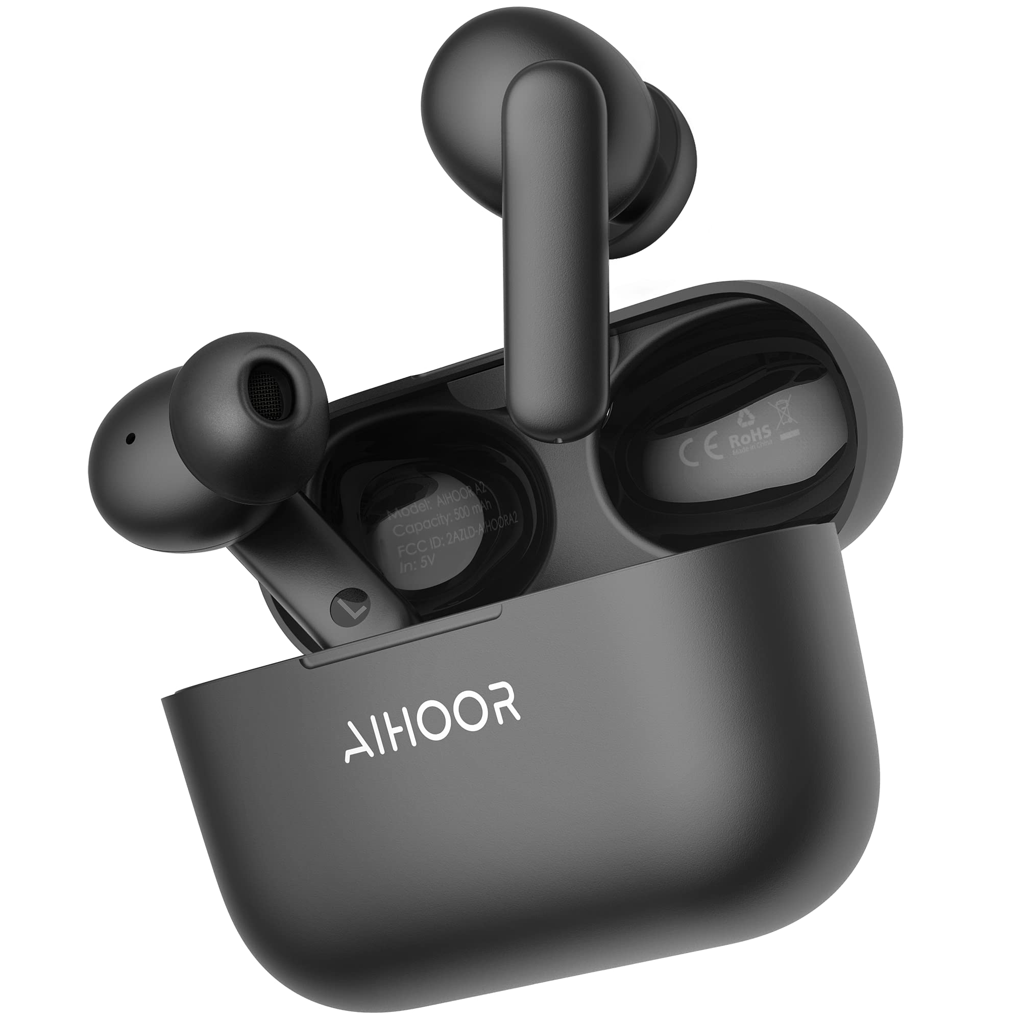  AIHOOR 适用于 iOS 和 Android 手机的无线耳塞式耳机，具有超重低音的蓝牙 5.3 入耳式耳机，内置麦克风，触摸控制，USB 充电盒，电池续航时间为 30 小时的...