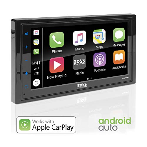 BOSS AUDIO 系统BVCP9685RC带后视摄像头的Apple CarPlay Android Auto汽车多媒体播放器-双屏，6.75英寸LCD触摸屏显示器，蓝牙，MP3，USB端口，AV输入，AM / FM收音机