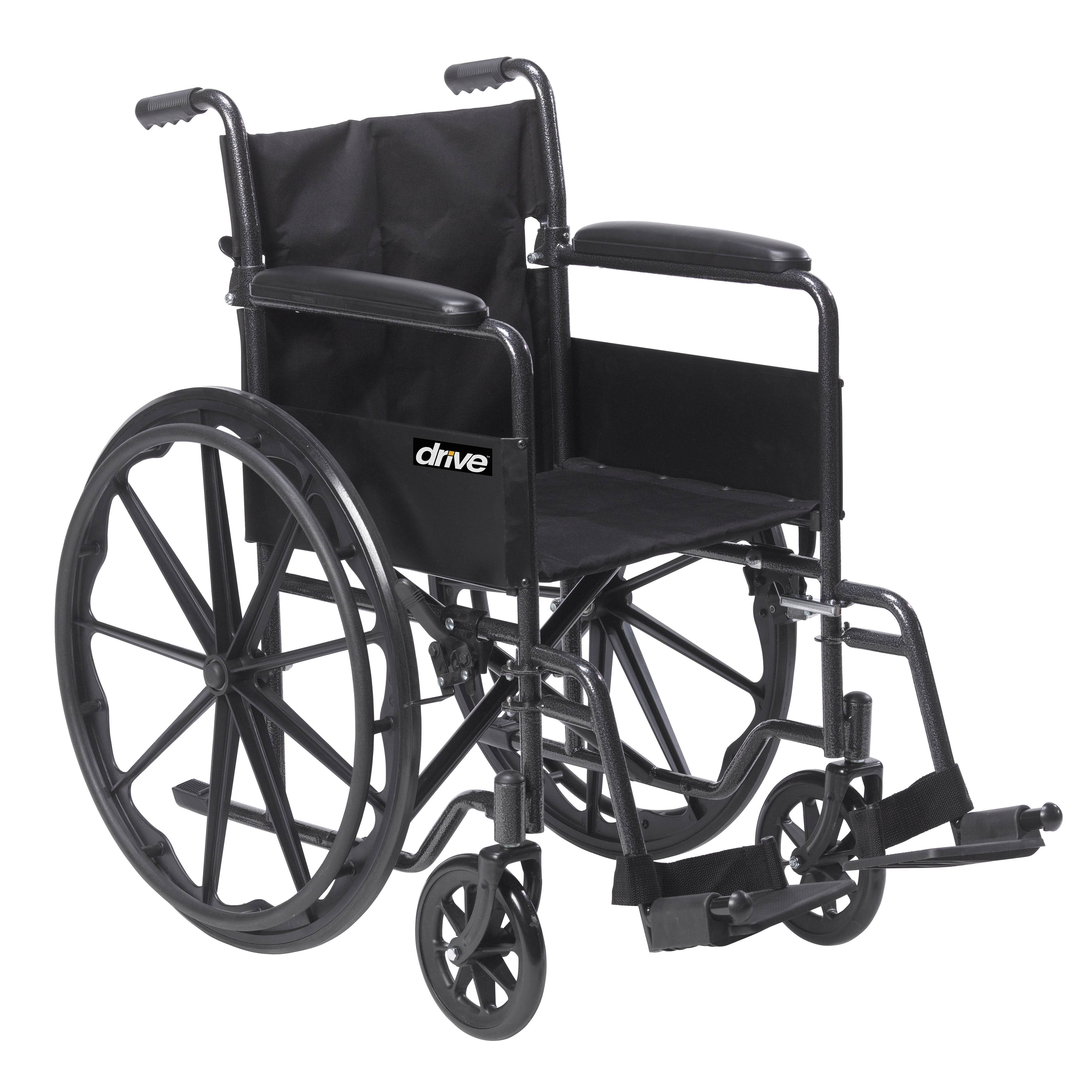 Drive Medical Silver Sport 1轮椅，带有全扶手和可旋转式可移动脚凳...