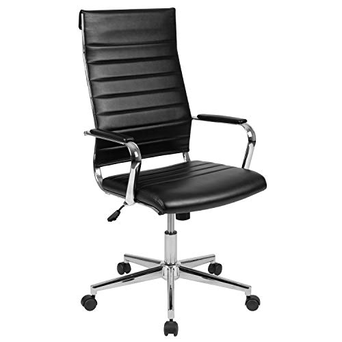 Flash Furniture 高背黑色LeatherSoft当代罗纹大班椅，经BIFMA认证