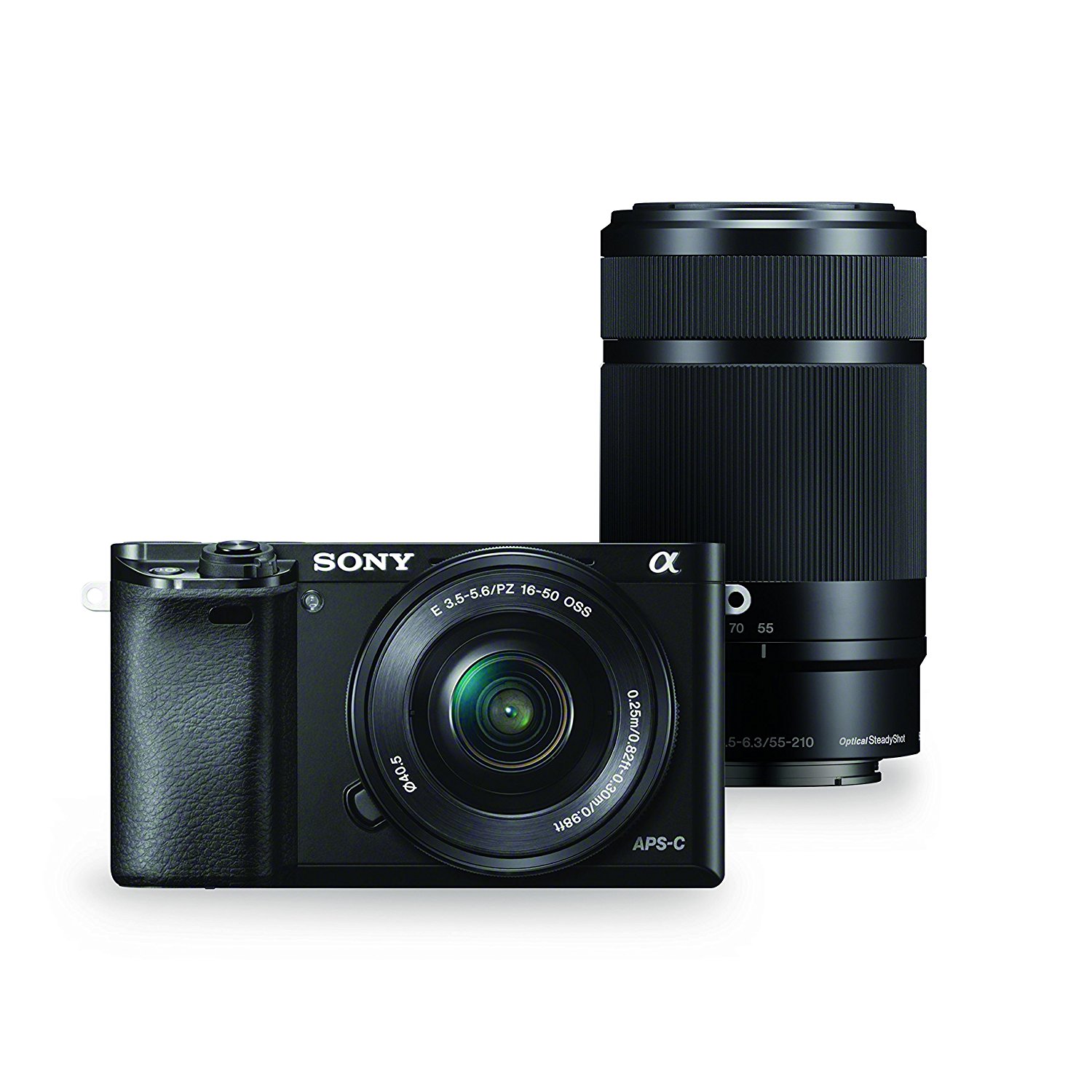 Sony 带16-50mm和55-210mm镜头和成像软件的Alpha a6000相机（石墨）