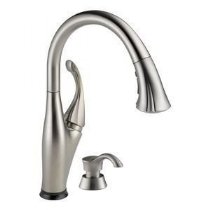 Delta Faucet 带 Touch2O 技术的单把手下拉式厨房水龙头和皂液器 Addison 9192T-SSSD-DST 拉出式喷雾