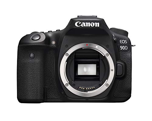 Canon 数码单反相机 [EOS 90D]，内置 Wi-Fi、蓝牙、DIGIC 8 图像处理器、4K 视频、双像素 CMOS AF 和 3.0 英寸多角度触摸液晶屏，[仅机身]，黑色