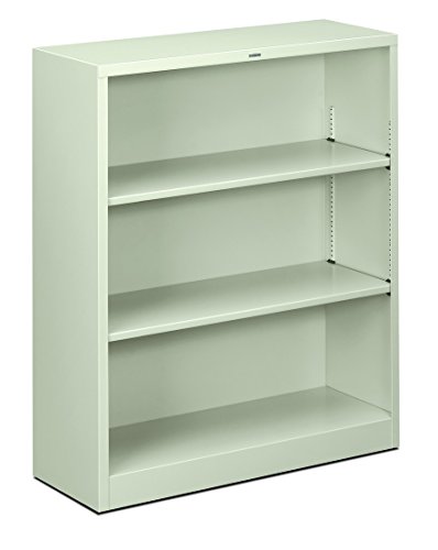 HON 金属书柜 - 带两个搁板的书柜，34-1/2w x 12-5/8d x 41h，浅灰色 (HHS42ABC)