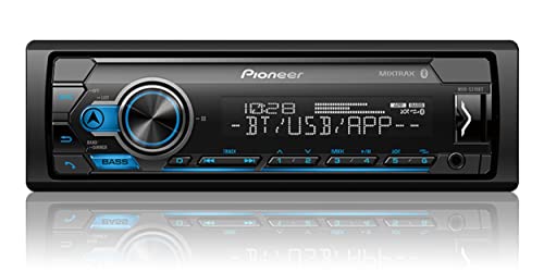 Pioneer MVH-S310BT Single Din 内置蓝牙、MIXTRAX、USB、辅助、Pandora、Spotify、iPhone、Android 和智能同步应用程序兼容性车载数字媒体接收器