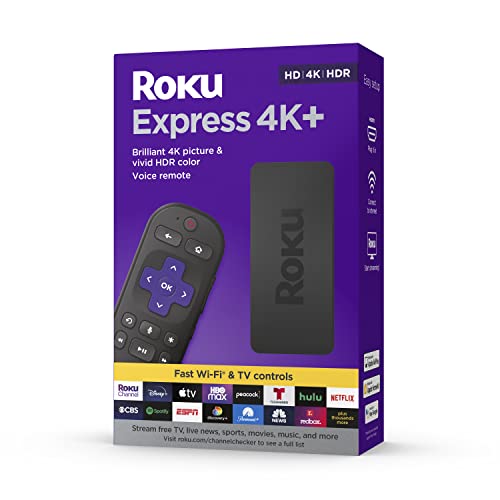 Roku 快递 4K+ |流媒体播放器 HD/4K/HDR，带语音遥控器和电视控制，包括高级 HDMI 电缆