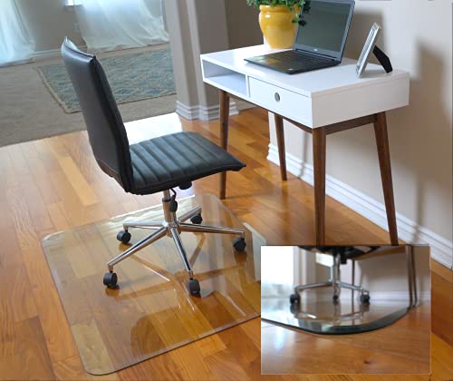 Clearly Innovative 玻璃椅垫，带有独家斜边，1/4？厚透明钢化玻璃，易于卷边 |保护您的家庭或办公室地板|非常适合硬木或地毯