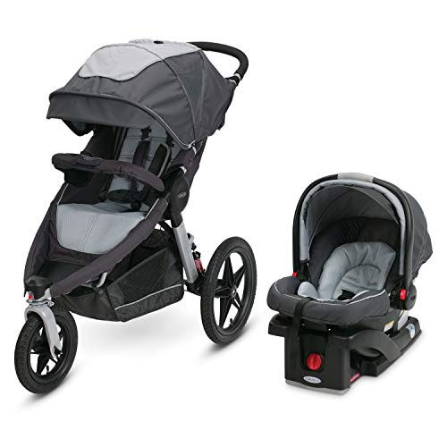 Graco 接力慢跑推车旅行系统| 包括接力慢跑婴儿车和SnugRide 35婴儿汽车安全座椅，冰川
