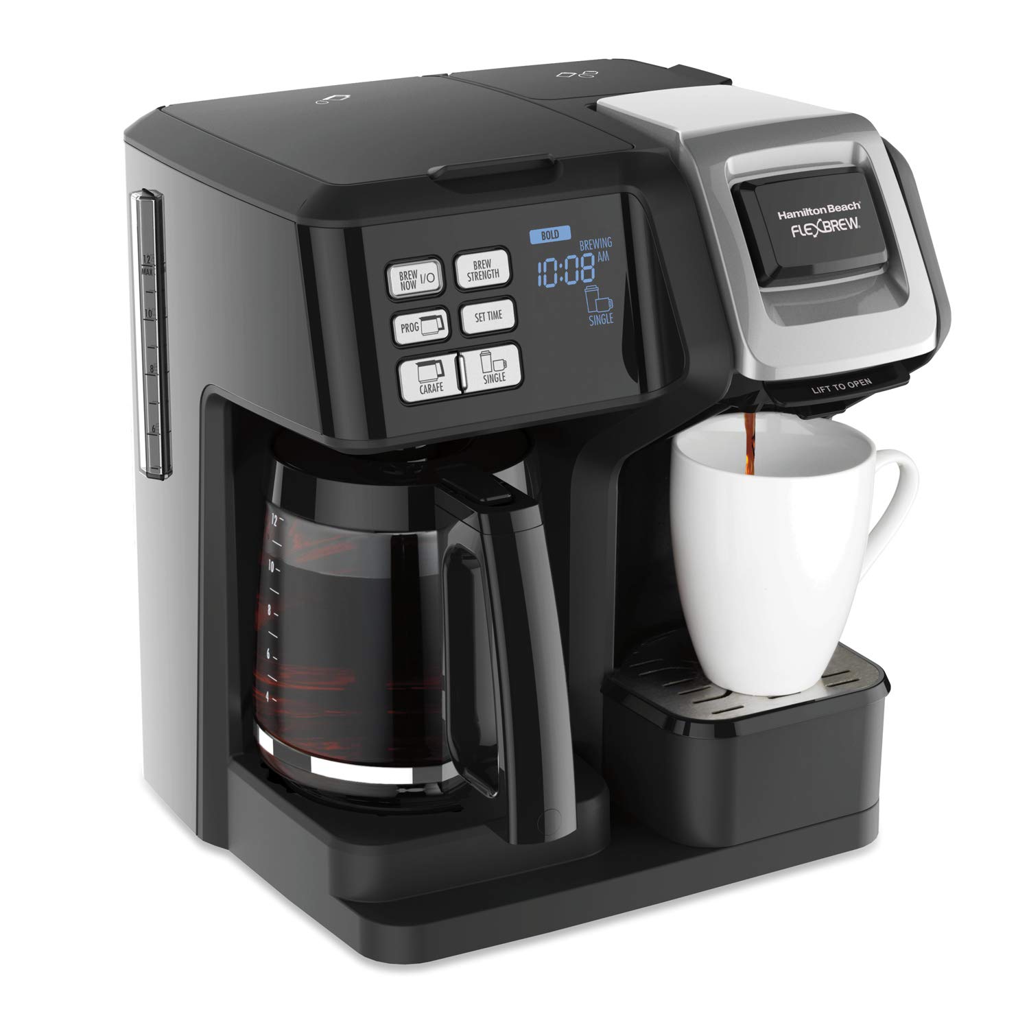 Hamilton Beach FlexBrew Trio 2 路咖啡机，与 K-Cup 咖啡包或咖啡粉兼容...