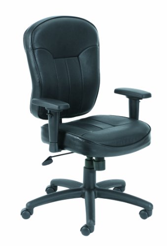 Boss Office Products Boss 皮革可调节工作椅，带可调节扶手，黑色