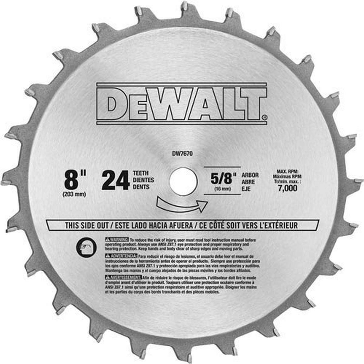 DEWALT Dado 刀片套件，8 英寸，24 齿 (DW7670)