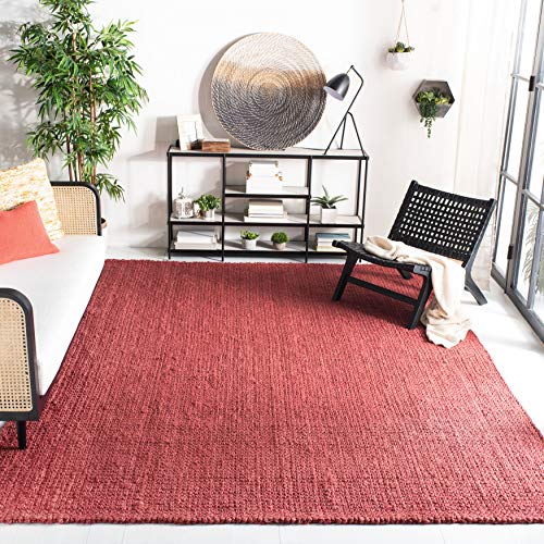 Safavieh 天然纤维系列NF730D手工编织的红色黄麻方形地毯（7'方形）...