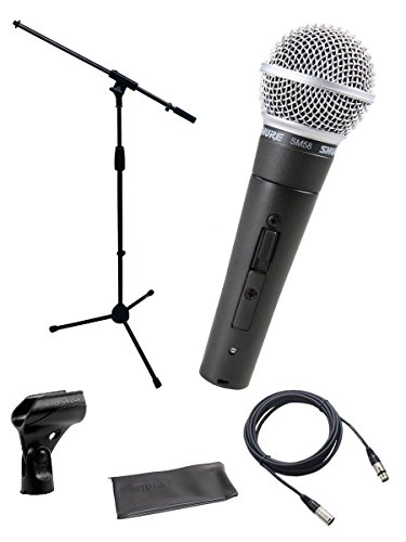 Shure SM58-S 麦克风套装，带开关、夹子和袋子、MIC 吊杆支架和 XLR 电缆