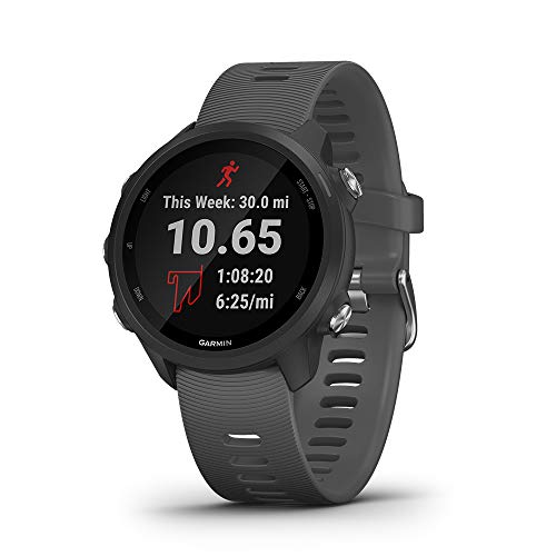 Garmin Forerunner 245，具有先进动态功能的 GPS 跑步智能手表，石板灰色