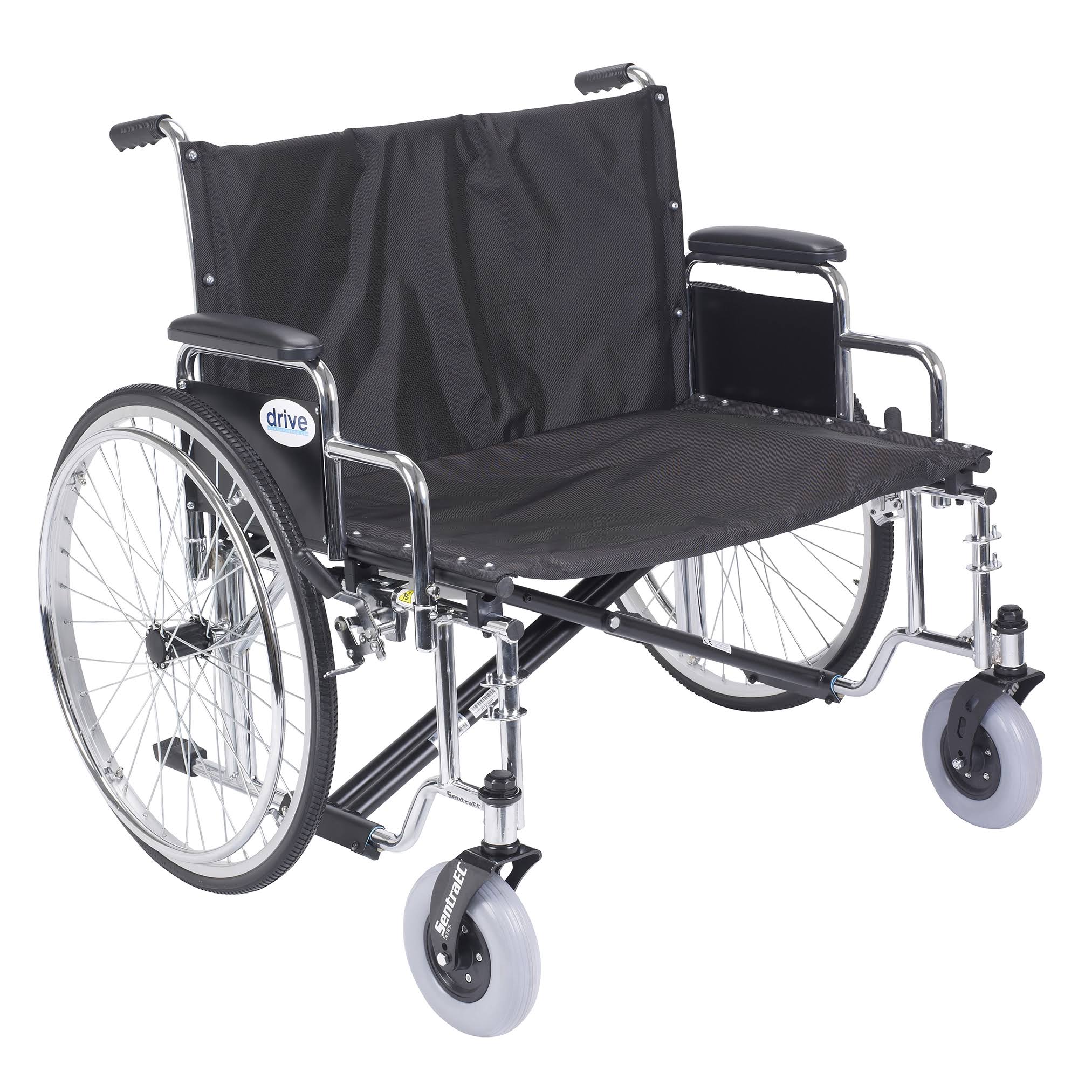 Drive Medical Sentra EC重型超宽轮椅，带有多种扶手样式，黑色，30英尺