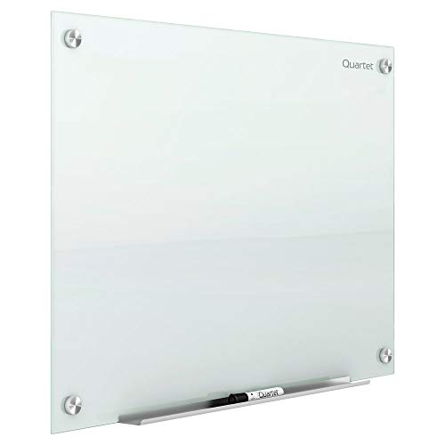 ACCO Brands 四重玻璃白板，磁性干擦白板，4'x 3'，无框无限壁挂式支架，家庭学校用品或家庭办公装饰，包括2个磁铁，1个干擦标记（G4836W）