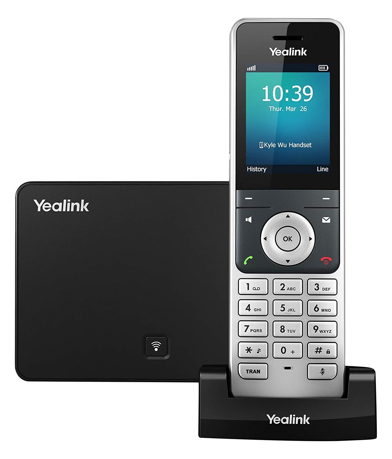 Yealink YEA-W56P 商务高清 IP Dect 无绳 Voip 电话和设备，银色...