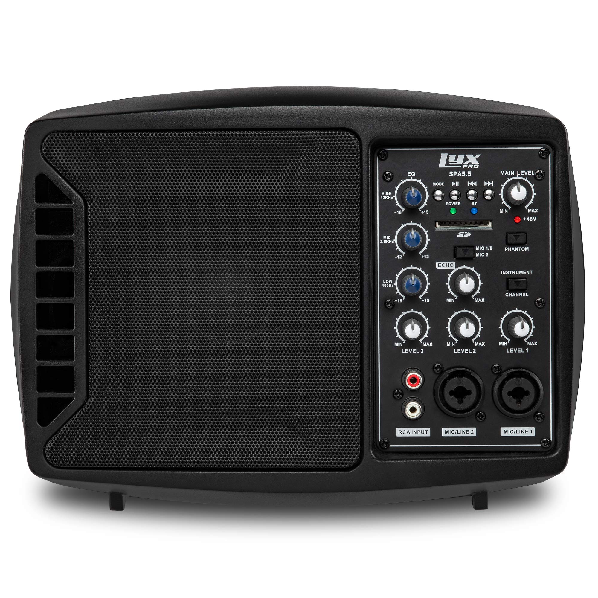 LyxPro SPA-5.5 小型 PA 扬声器监听 D 类放大器 3 通道混音器 3 频段均衡器，功能强大的...