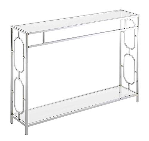 Convenience Concepts Omega 镀铬控制台桌，透明玻璃/镀铬框架...