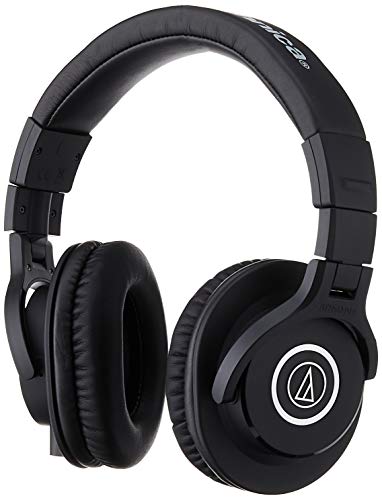 audio-technica ATH-M40x 专业录音室监听耳机，黑色，采用尖端工程设计，90 度旋转耳罩，...
