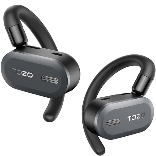 TOZO Open Buds 轻量真无线耳机，多角度调节，蓝牙 5.3 耳机，开放式双轴设计，持久舒适，驾驶时清晰通话，