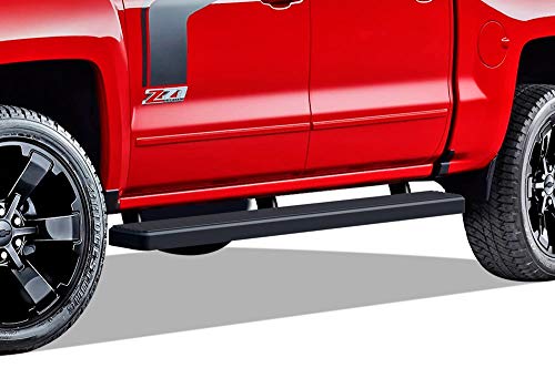 APS iBoard跑步板5'黑色Custom Fit 2007-2018 Chevy Silverado / GMC Sierra Crew Cab（Nerf Bars | Side Steps | Side Bars）