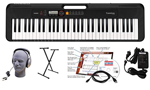 Casio CT 61 键高级键盘套装，配有耳机、支架、电源、6 英尺 USB 电缆和 eMedia 教学软件