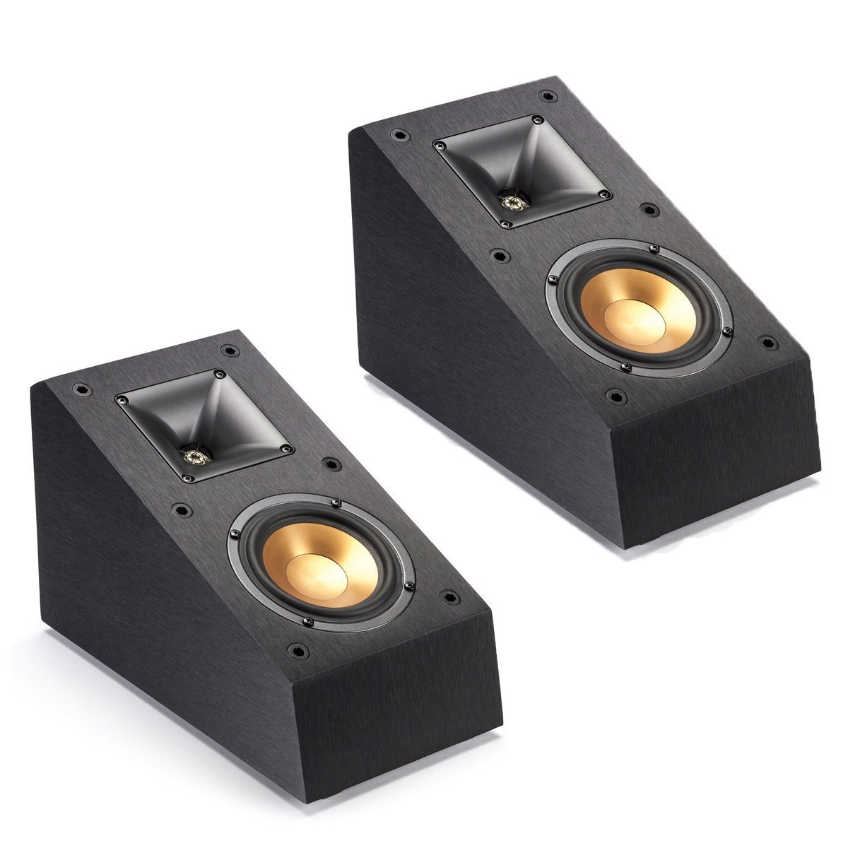 Klipsch 环绕声杜比全景声（Dolby Atmos）书架家用扬声器2件套，黑色乙烯基（R-14SA）