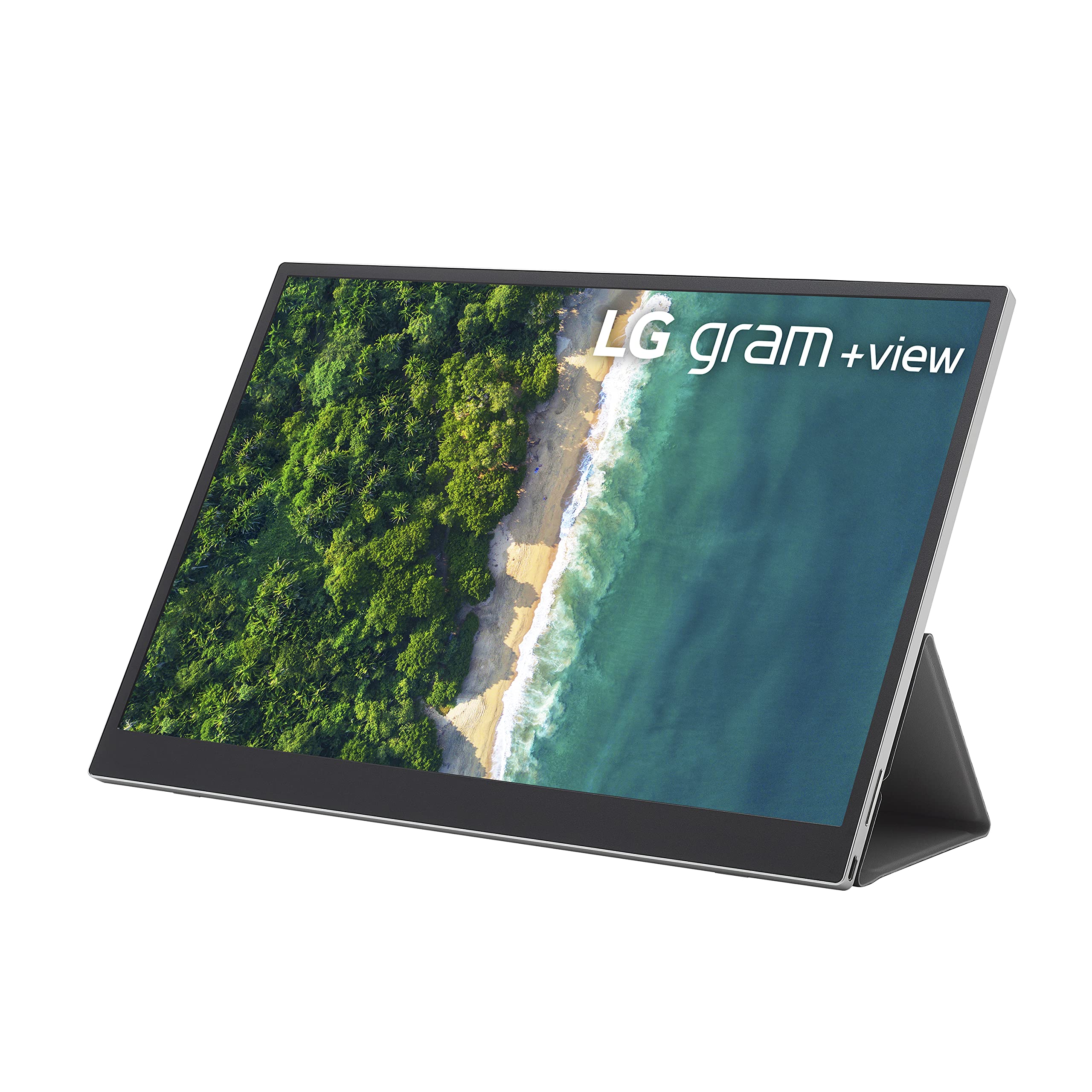 LG Gram +View 16 英寸便携式 WQXGA (2560 x 1600) IPS 显示器，16:10 宽高比，DCI-P3 99% 色彩，USB-C 连接，横向和纵向，带对开盖/支架 (16MQ70.ADSU1)