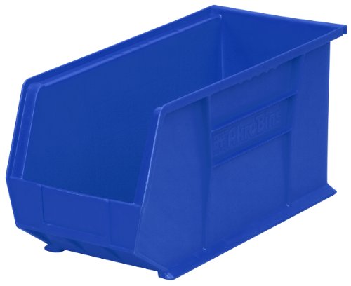 Akro-Mils 30265 AkroBins塑料储物箱悬挂式堆叠容器，（18英寸x 8.25英寸x 9英寸），蓝色，（6件装）