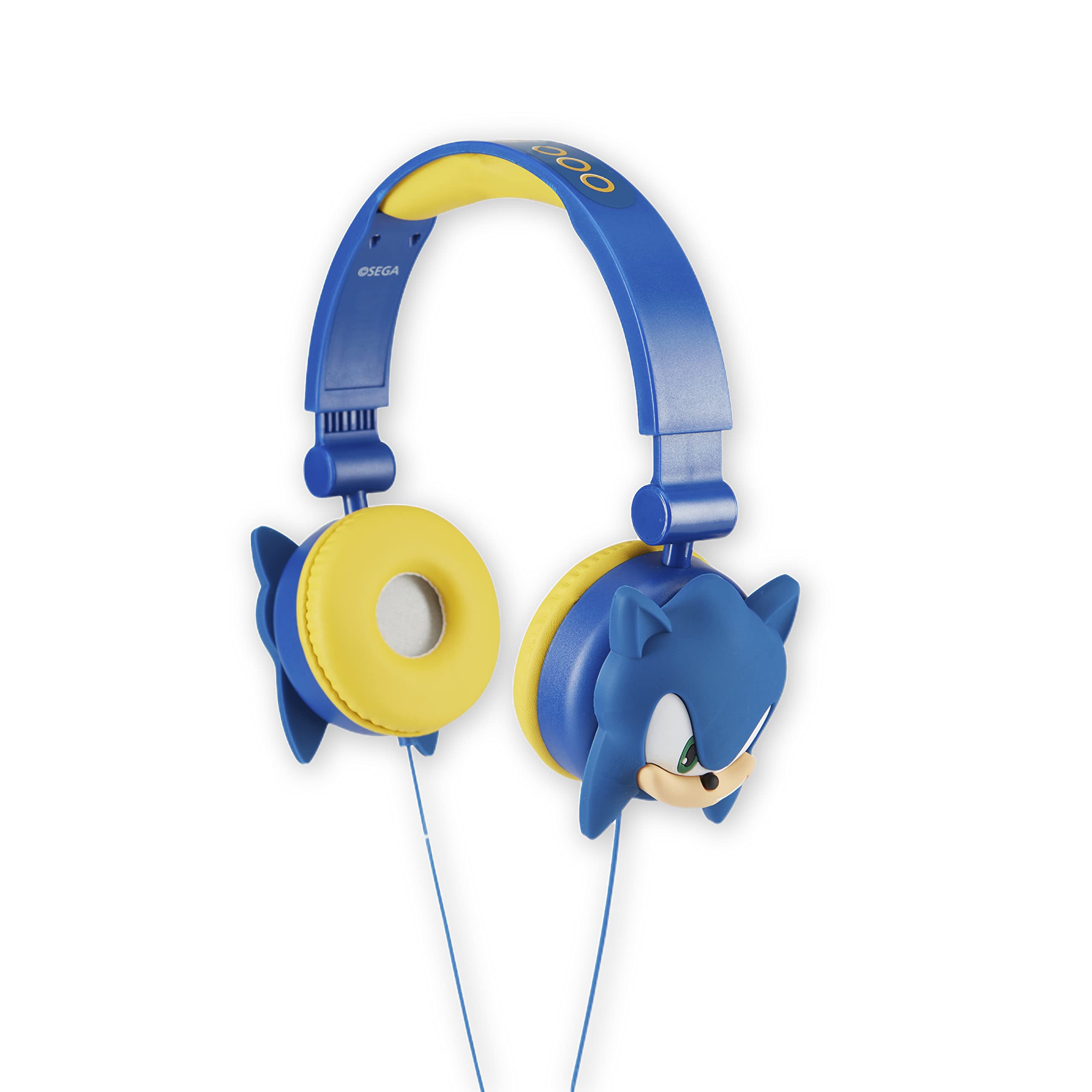 Sakar Sonic The Hedgehog 儿童头戴式耳机 - 可调节头带、立体声、防缠结线缆、音量控制和 3.5 毫米插孔 - 非常适合学校、家庭和旅行