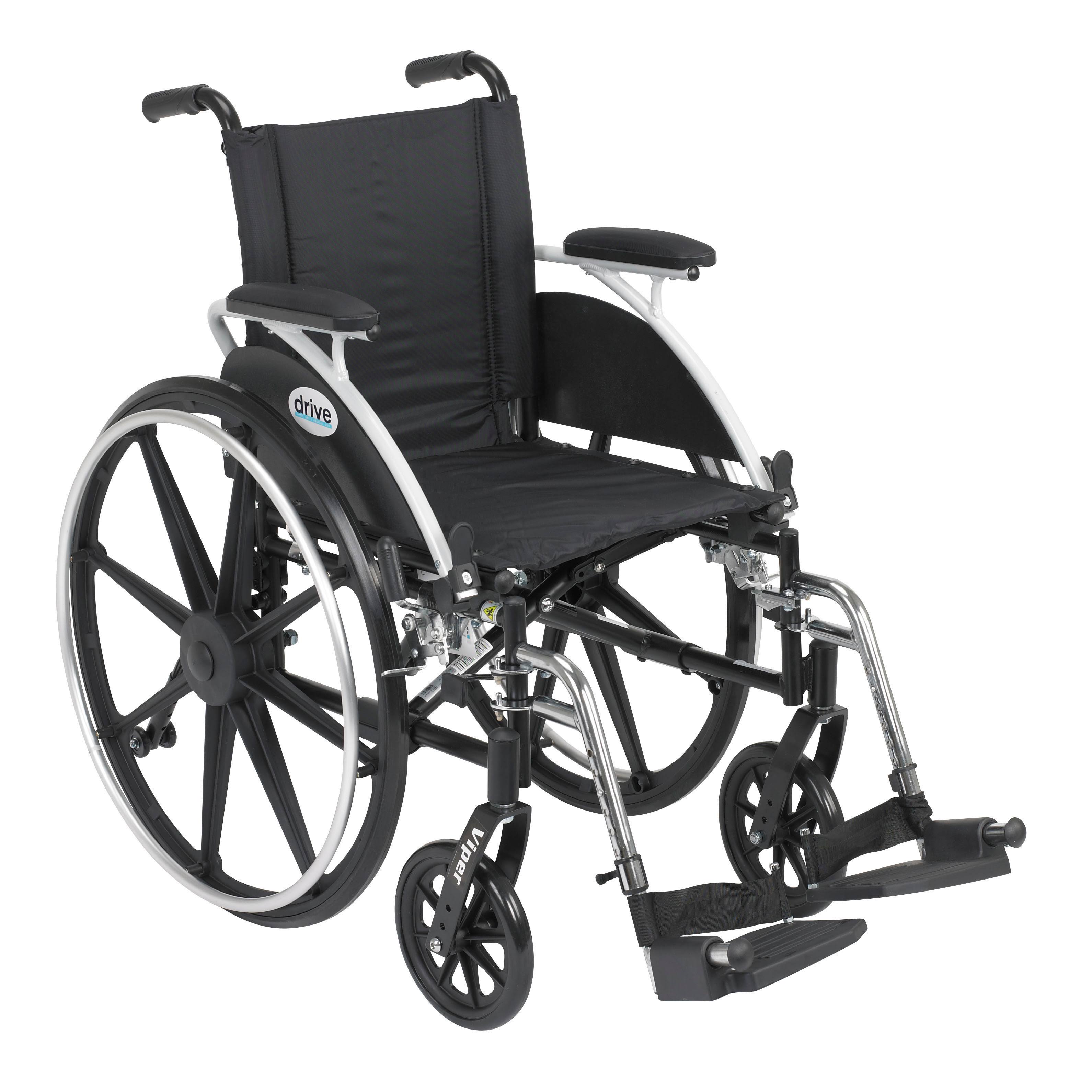 Drive Medical 毒蛇轮椅，具有多种可翻转的后背扶手样式和前索具选项，黑色，14英尺...