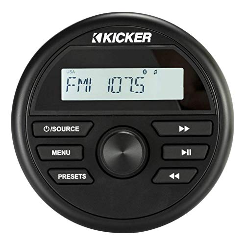 Kicker 46KMC2 200 瓦耐候海洋级紧凑型仪表安装媒体中心接收器，具有 AM/FM 收音机、USB...
