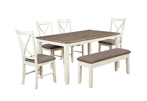 Powell Furniture Furniture Jane 6 件套餐桌椅，古色古香的白色...