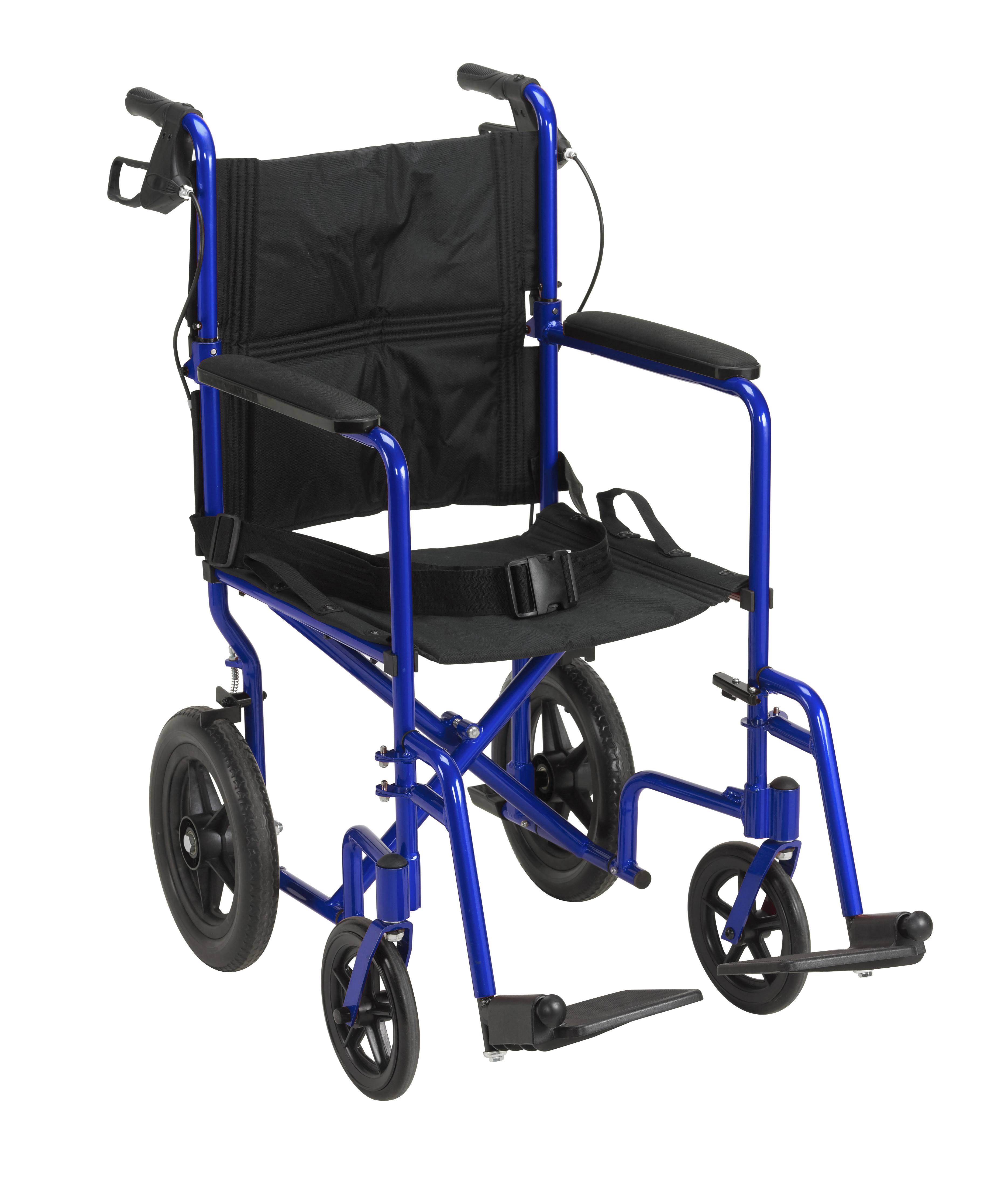 Drive Medical 带手刹的轻便远征运输轮椅，蓝色...