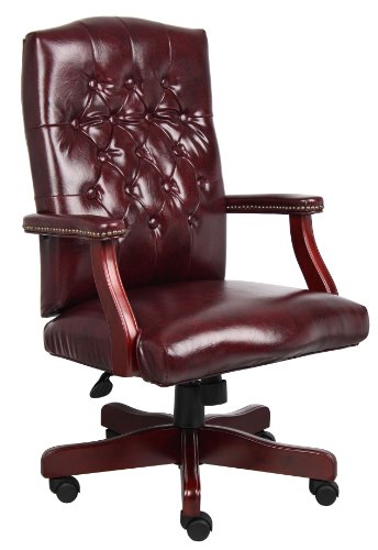 Boss Office Products 办公产品 经典行政 Caressoft 椅子，酒红色桃花心木饰面