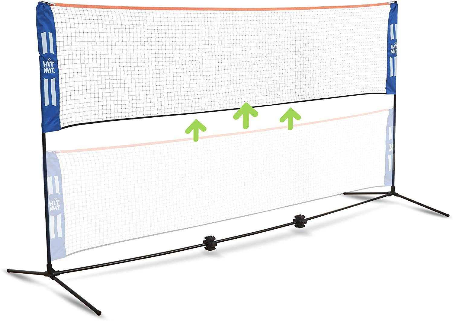 JOOLA HIT MIT 可调节高度便携式羽毛球网套装 - 竞赛多运动室内或室外球网，适合打匹克球、儿童排球、足球网球、草地网球 - 轻松快速组装