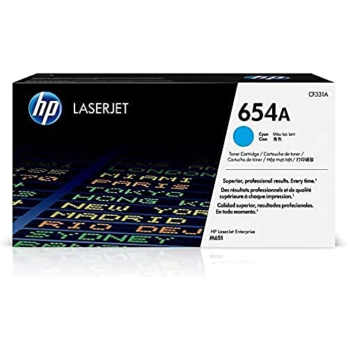HP 原装 654A 青色墨粉盒 |适用于 Color LaserJet Enterprise M651 系列...